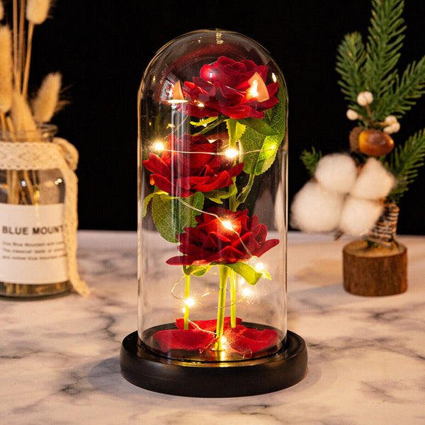 Beauty And The Beast Light Up Enchanted Rose In Glass Dome Lamp Christmas Gifts_2