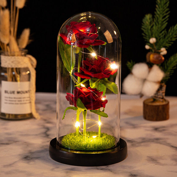 Beauty And The Beast Light Up Enchanted Rose In Glass Dome Lamp Christmas Gifts_3