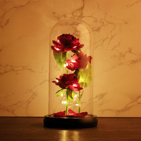 Beauty And The Beast Light Up Enchanted Rose In Glass Dome Lamp Christmas Gifts_5