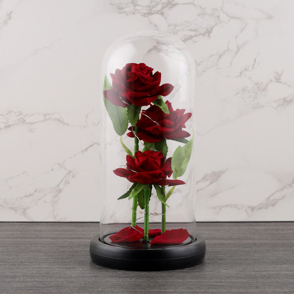 Beauty And The Beast Light Up Enchanted Rose In Glass Dome Lamp Christmas Gifts_9