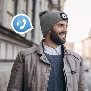 LED Beanie Hat Wireless Bluetooth 5.0 Smart Cap Headphone Headset With Lights_0