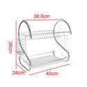 2 Tier Dish Drainer Rack with Drip Tray Draining Plate Bowl Rack