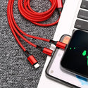3 In 1 USB Type C Cable Phone Charge Cable Nylon Braided Universal Charging Data Cord For iphone 14 Xiaomi Huawei Mate 40