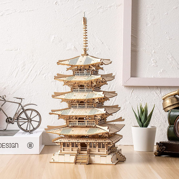Robotime Five-storied Pagoda 3D Wooden Puzzle Toys For Children Kids Birthday Gift TGN02