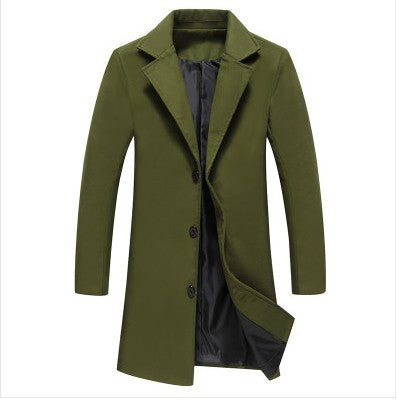 2021 Autumn and Winter New Mens Solid Color Casual Business Woolen Coats / Mens High-end Brand Slim Long Woolen Coat Male Jacket