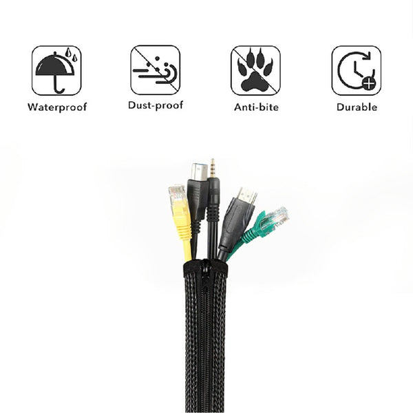 120cm Cable Cover Protector with Tidy Zip Sleeve for PC/TV Wire Management Organiser