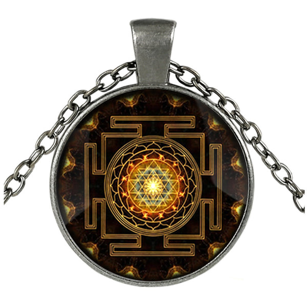 Sacred Sri Lanka Yantra Time Gem Pendant Necklace