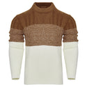 Men's Casual Color Block Long Sleeve Cable Knit Pullover Sweater