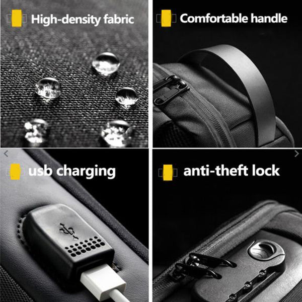 Waterproof USB Anti-theft Bag Men Oxford Crossbody Shoulder Bag Sling Multifunction Short Travel Messenger Chest Pack