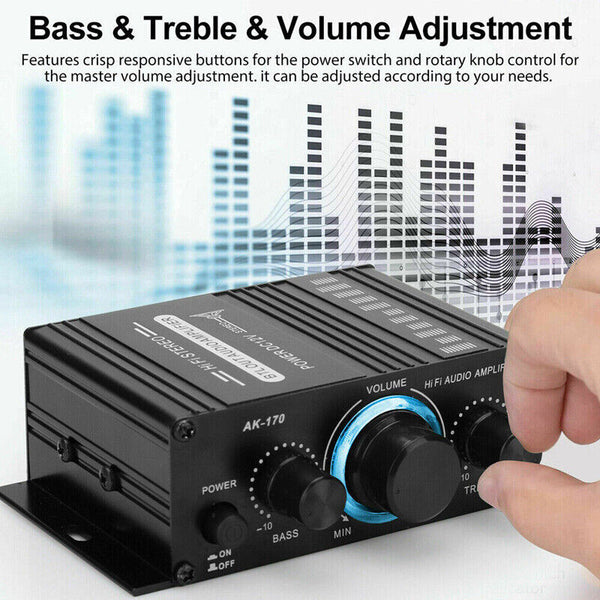 12V 40W HiFi Power Amplifier Mini Audio Digital Stereo FM AMP Remote