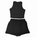 Casual Pattern Embroidered Two-piece Shorts Set, Sleeveless Crew Neck Top & Skinny Drawstring Waist Shorts Outfits, Women's Clothing