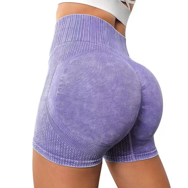 High-waisted Hip-lifting Fitness Pants Solid Color Quick-drying Tight Running Sports Yoga Shorts Women