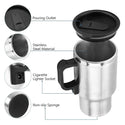 12V 450ml Vehicle Heating Cup Stainless Steel Electric Heating Car Kettle For Camping Travel Kettle Coffee Milk Thermal Bottle