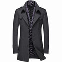 Plus Size 5XL  Men's Scarf Collar Wool Coat 2023 Winter New Fashion Business Thick and Warm Male Brand Overcoat Navy Coffee
