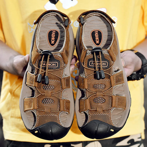 Summer Men Shoes 2021 Genuine Leather Men Sandals Outdoor Male Beach Slippers Man Sandals Plus Size 38-48