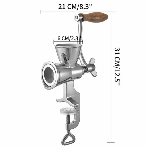 VEVOR Manual Grain Grinder 1.6Inch Thickness Coffee Machine Mill with Hand Crank Table Clamp Design Stainless Steel for Home