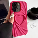 Korea Japan Cute 3D Pleated Love Heart Phone Case For iPhone 15 14 13 11 12 Pro Max Matte Fold Pattern Soft Silicone Cover Shell