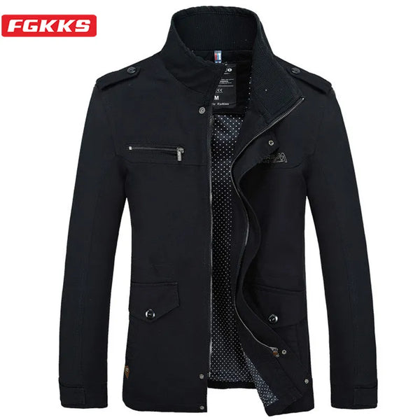 FGKKS Brand Men Jacket Coats Fashion Trench Coat New Autumn Casual Silm Fit Overcoat Black Bomber Jacket Male
