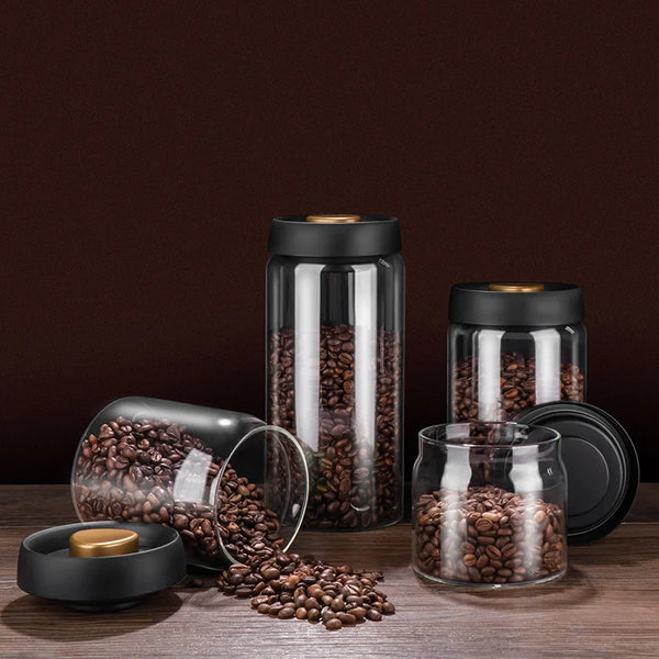 GIANXI Vacuum Sealed Jug Coffee Beans Glass Airtight Canister Food Grains Candy Keep Fresh Storage Jar Kitchen Accessories