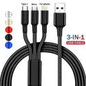 3 IN 1 USB Cable Micro USB Type C Charger Cable Multi Usb Port Fast Charging Cord For iPhone 13 12 11 Pro Max Samsung Xiaomi