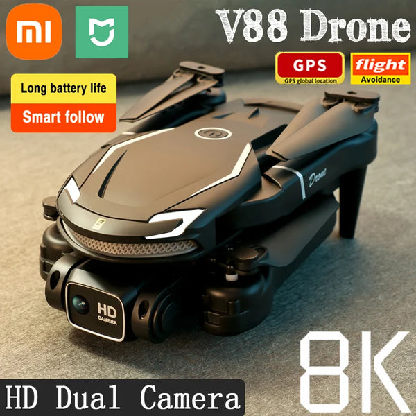 Xiaomi Mijia V88 Mini Drone 8K HD Dual Camera 5G GPS Obstacle Avoidance Photography Optical Flow Foldable Toy UAV 9000M
