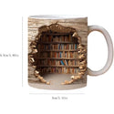 3D Bookshelf Ceramic Mug Creative Space Design Library Shelf Cup Tea Milk Coffee Cups Home Table Decoration Readers Friends Gift