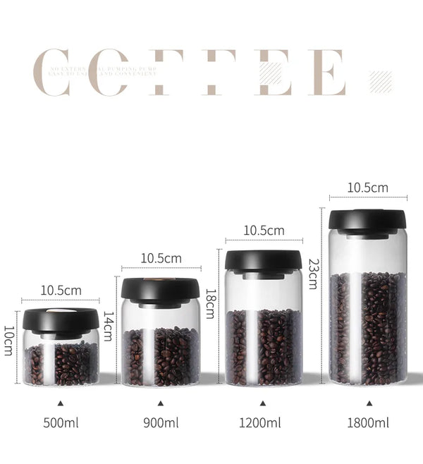 GIANXI Vacuum Sealed Jug Coffee Beans Glass Airtight Canister Food Grains Candy Keep Fresh Storage Jar Kitchen Accessories