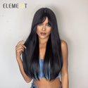 Element Synthetic Long Straight Black Wigs For Women Wig Daily Party Heat Resistant Fiber Fashion Popular Natural Headband