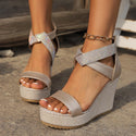 Fish Mouth High Wedges Sandals With Rhinestone Design Fashion Summer Platform Shoes For Women