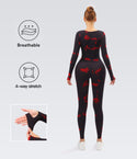 Get ready to slay your workout in style with our European and American new seamless leopard print fitness sports long-sleeved high-waisted honey belly tight trousers yoga suit for women. Made with a blend of high-quality materials including Nylon, Microfi