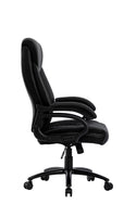 PU Leather Office Chair Big and Tall Desk Chair 360°Swivel Office Chair Adjustable Height with Soft Armrest,300lbs (Black)