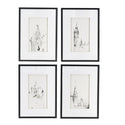Set of 4 Steeple Buildings Framed Prints