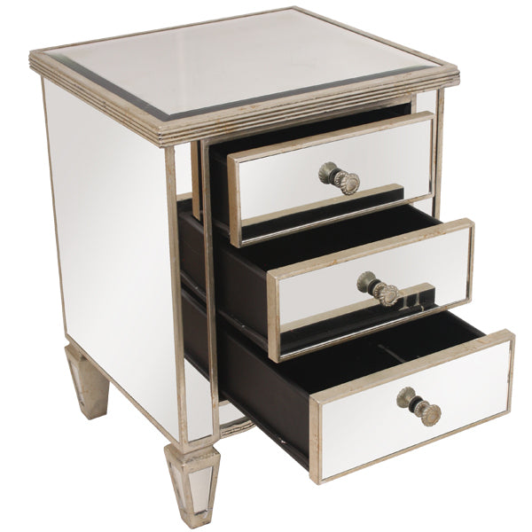 Mirrored Bedside Ribbed