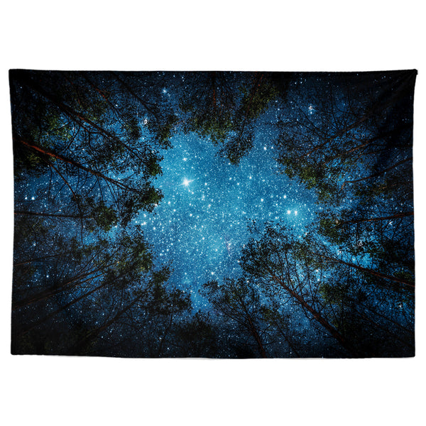 Forest Tapestry Wall Hanging Psychedelic Trees And Stars Fabric Tapestry