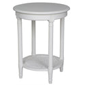 Polo Occasional Round Table White hand Painted Rattan Shelf