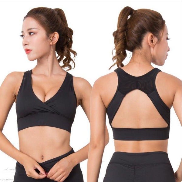 Women's quick-drying sports bra Shock-collecting V-neck