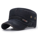 Distressed Flat-top Leather-trimmed Vintage Cotton Hat