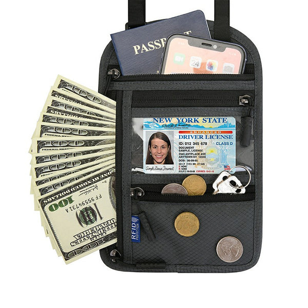 Travel Passport Holder Security Wallet Bag with RFID Blocking