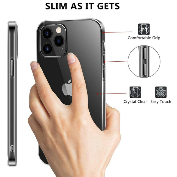 Soft Slim Silicone Protective iPhone cover TPU Rubber Back case for iPhone 12 Pro/12 Pro Max - Clear