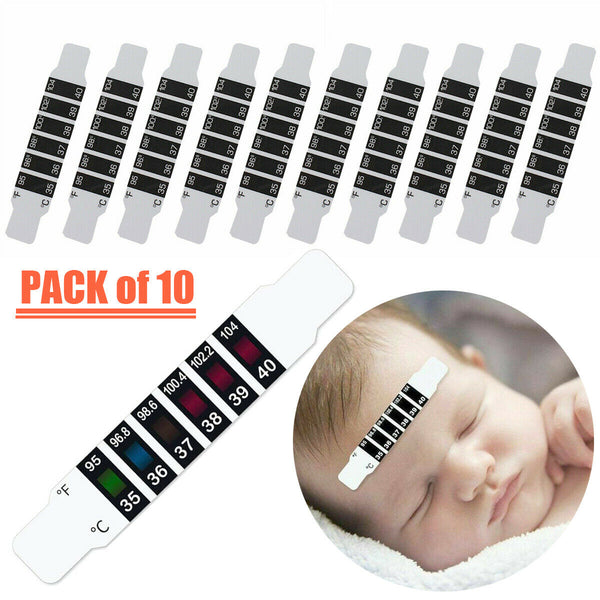 10X FOREHEAD THERMOMETER STRIP HEAD FEVER SCAN BABY ADULT CHECK TEST TEMPERATURE